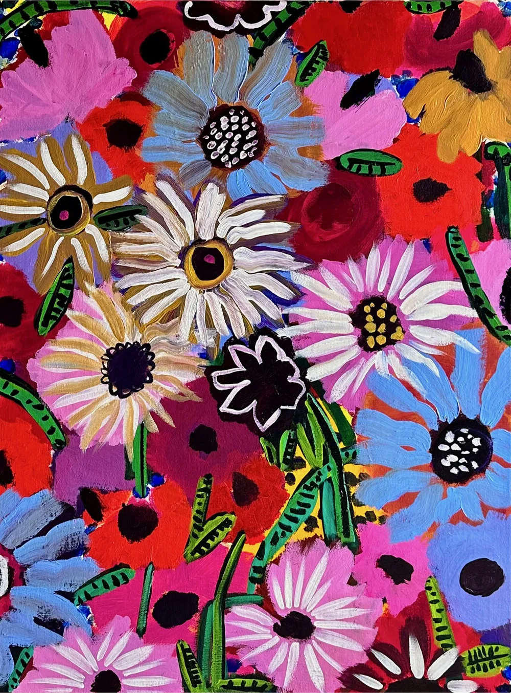 Flowers!+Acrylic+on+linen.+